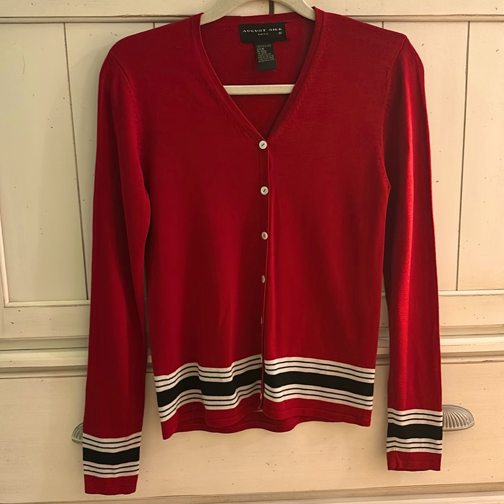 August Silk cardigan sweater
